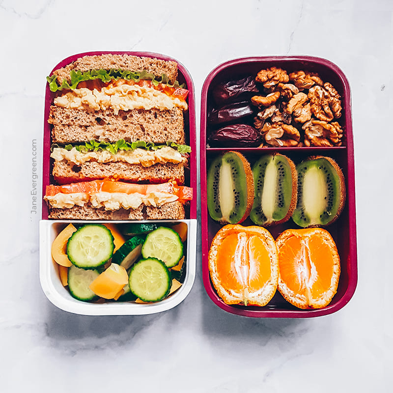 Vegan meal prep idea - tuna sandwich with veggies