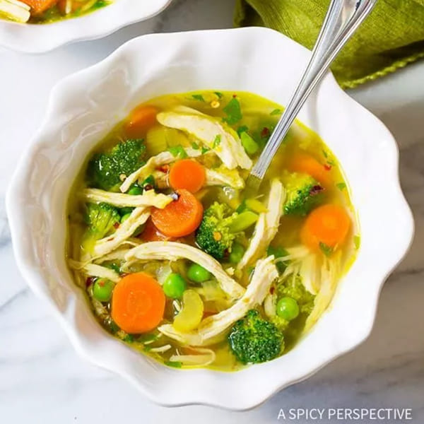 Healthy weight loss soup recipe with vegetables and chicken